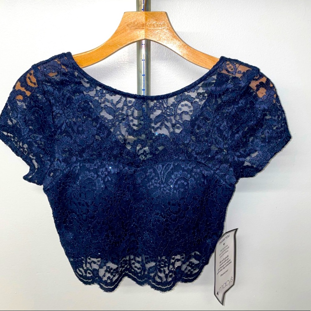 2 piece navy sparkly Lacey dress from Macy's